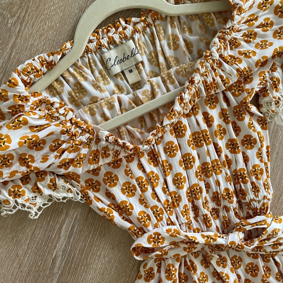 Cleobella Floral Romper off shoulder Cream and Orange - Picture 2 of 2